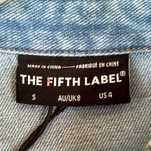 Brand New The Fifth Label Denim Jean Dress Puff Sleeve Button Front Blue Mini - Picture 6 of 16